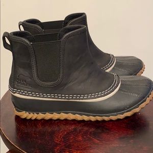 SOREL Out 'N About Chelsea Black Leather Ankle
